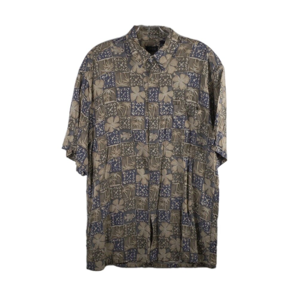 IZOD  Shirt Men's Medium Hawaiian  Short Sleeve Button Down Casual Shirt